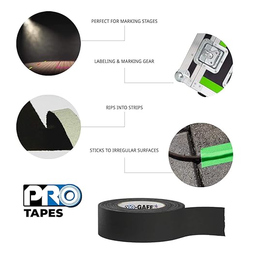 Pro Gaffer Gaffers Tape, 2 in x 55 yd, Black