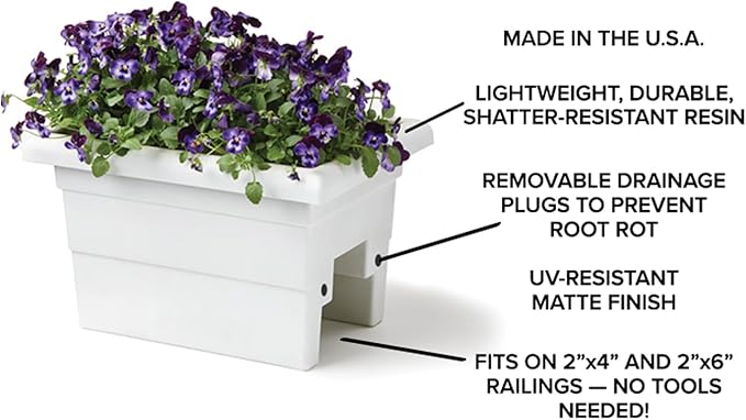 Root & Vessel Countryside Rail Planter, White, 24"