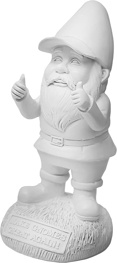 Gnometastic Gnude Gnomes - Unpainted Make Gnomes Great Again Garden Gnome, 9.5 inches/DIY Paint Your Own Gnome - Funny Garden Gnome Statue