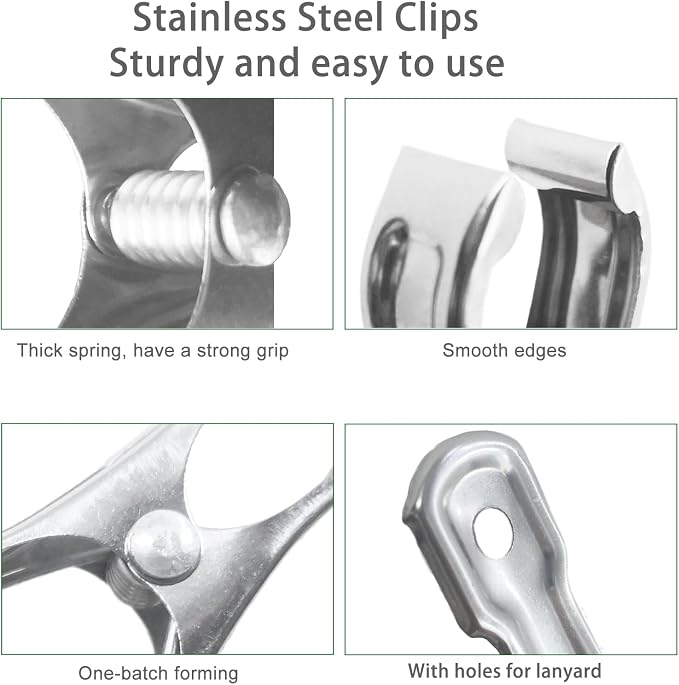 20 Pcs 2inches Gardening Clips for Netting, Greenhouse Clamps Made of Stainless Steel, Have a Strong Grip of Metal Clips, For 3/8'', 1/2'', 3/4'' Garden Hoops or Greenhouse Frame