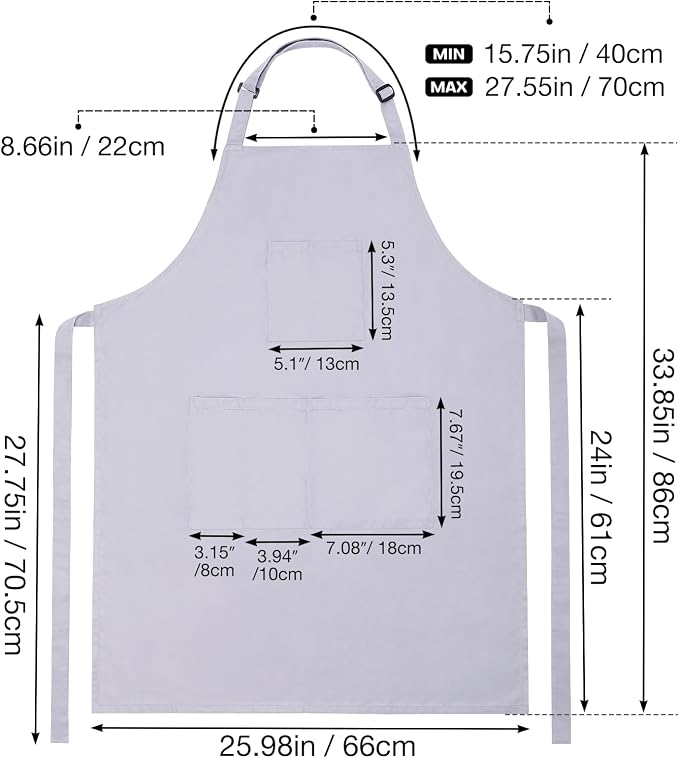 Noverlife Hair Stylist Apron with 4 Pockets, Hair Resistant 34 Inch Long Hairdresser Aprons w/Adjustable Strap for Salon