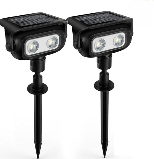 Solar Lights Outdoor, Motion Sensor Outdoor Solar Spotlights Waterproof, Outside Wall Lights, Outdoor Lights Solar Powered for Garden/Patio/Yard/Lawn/Backyard, Warm Yellow Light, 2 Packs