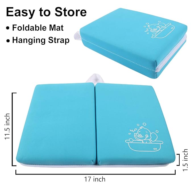 Bath Kneeler Pad - 1.5inch Thick Bath Kneeling Mat Non-Slip Rubber - Large Safety Bathtub Kneeling Pad for Baby Bathtime, Garden Work, Exercise - Foldable Child Bath Tub Mat for Parents