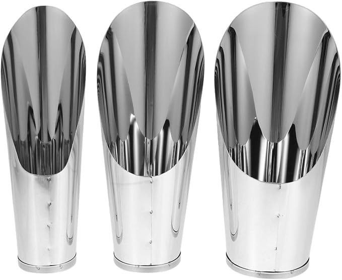 Abaodam 3pcs Stainless Steel Soil Scoop Set Gardening Hand Tools for Planting Succulents and Bonsai with Bucket-Shaped Shovels in Small, Medium, Large Sizes