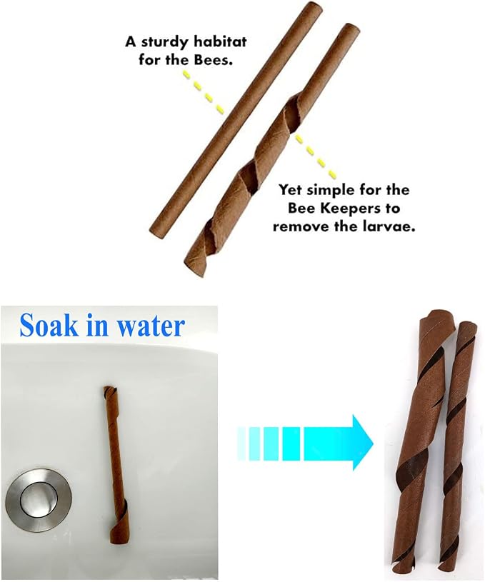 AukBeeFun Mason Bee House Cardboard Tubes,120 Pack Mason Bee Nesting Paper Tubes for Outdoor Beekeepers, Replacement Nesting Tube Refill Inserts