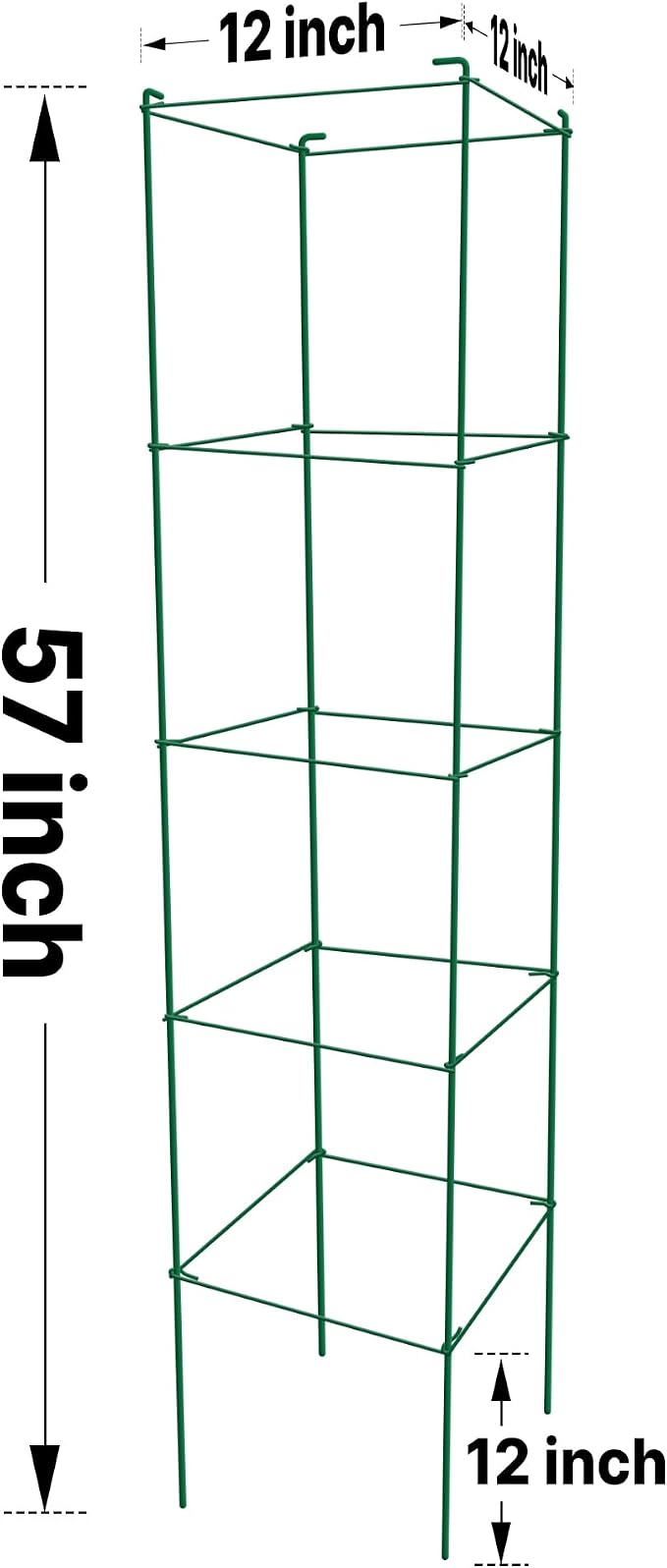 Thealyn Tomato Cages 6 Packs 57 Inches (H) Plant Stand with 164 Feet Twist Ties, Heavy Duty Garden Plants Support for Tomatoes, Cucumber, and Other Climbing Plants (Green)