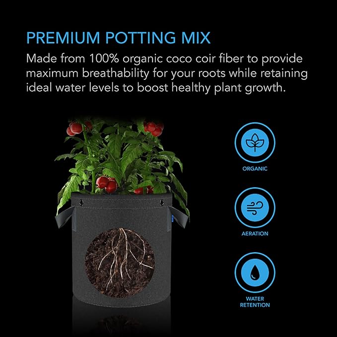 AC Infinity Instant Potting Mix, 2 lb. Premium Buffered Coco Coir Brick, Coconut Compost as Potting Soil Omri Listed, Low EC and pH Balance for Hydroponics Plant Growing and Propagation