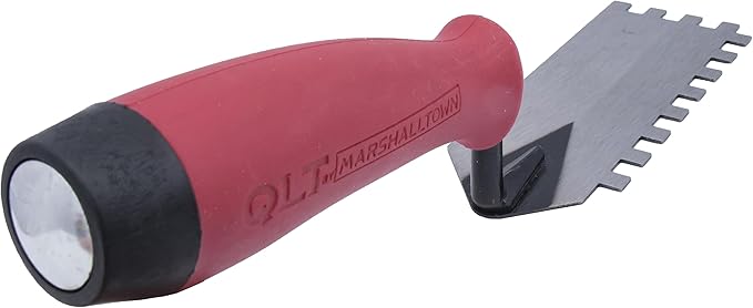 MARSHALLTOWN QLT Notched Margin Trowel, 1/4 Squre Notches for Flooring and Tiling, Soft Grip Handle, MT71