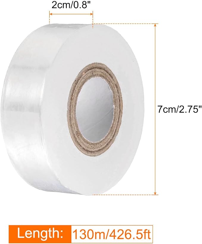 HARFINGTON 4pcs Fruit Tree Grafting Tape 2CM x 130M 0.3" Dia PE Stretchable Garden Grafting Plants Nursery Repair Tapes Self Adhesive Floristry Film for Floral Tree and Poly Budding, White