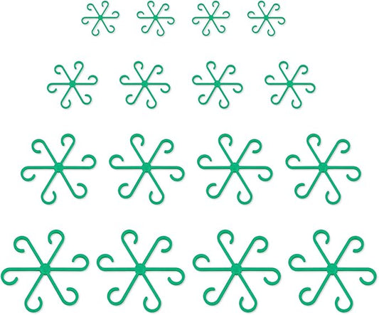 16 Pack Adjustable Indoor Plant Support Stakes, Reusable Plastic Stem Holders & Trellis for Monstera, Pothos, Vines Vertical Growth Air Circulation Stable Stem Support (Green)