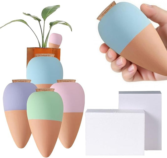 4 Pack Terracotta Watering Spikes, Plant Watering Devices Wine Bottle Automatic Plant Self Watering Spikes for Vacations, Clay Self-Watering Stakes for Indoor Outdoor Plants