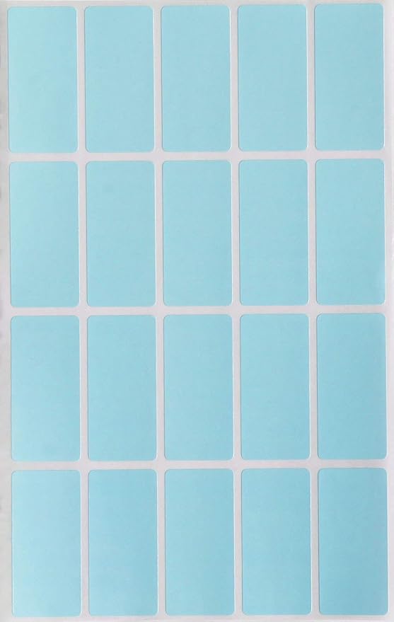 Royal Green Light Blue Rectangular Colored Labels 1.57 inch x 0.75 inch - Rectangle Color Code Stickers (40mm x 19mm) - 100 Pack