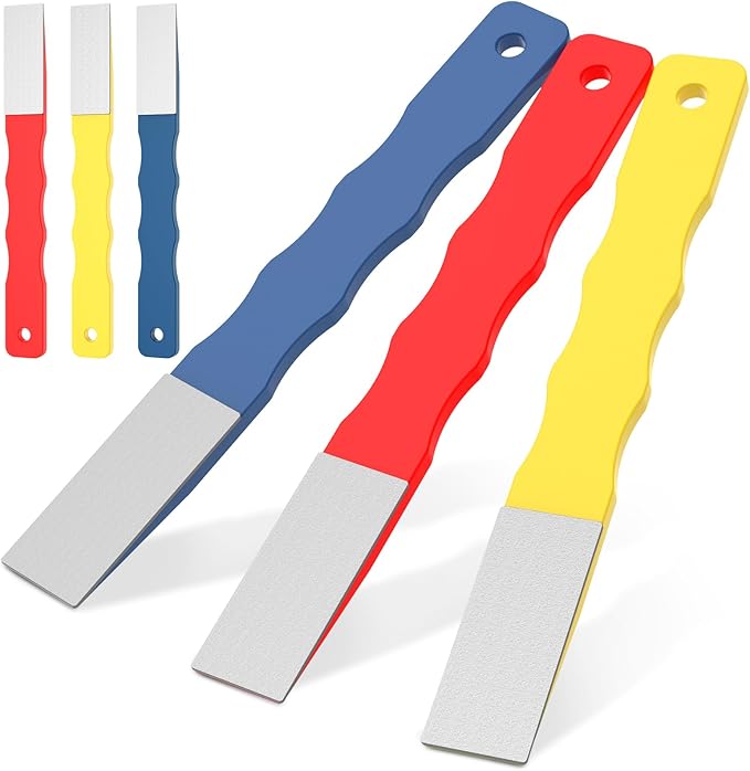 6Pcs Diamond Sharpening Hone Set 220/400/600 Grit Color Coded Portable Flat Hand File Knife Set with Non Slip Handle for Kitchen, Garden, Outdoor tools Fine/Coarse Grinding(6PCS)