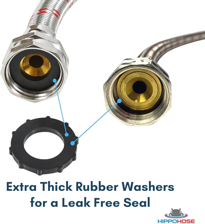 Washing Machine Y-Mixer/Y-Split Water Hose - Burst Proof STAINLESS STEEL - (1 FT) Long Legs - 3/4 Inch Brass Fittings - Y-Splitter Water Hose Connector for Washing Machines Hot & Cold Water Supply