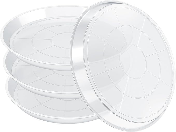 FUIJOL 4 Pack Clear Plant Saucer 20 Inch, Durable Plant Drip Trays Saucers for Pots, No Holes Water Catcher Trays for Indoor Outdoor Planter, Sturdy Base Plate(20", Clear)