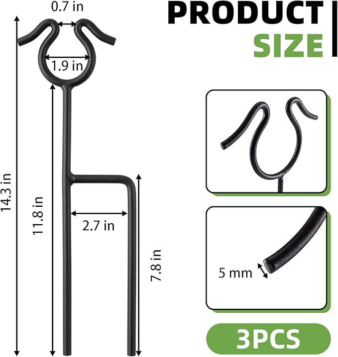 U0U 3 Pack Garden Hose Guide Spike,14Inch Metal Hose Guides for Garden,Heavy Duty Hose Guide Stakes for Keeps Garden Hose Out of Flower Beds and Plant Protection (3, Black)