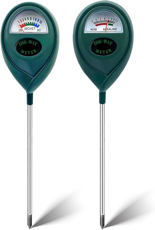 2 Pack Soil Tester, Soil Moisture Meter + pH Tester, Soil Test Kit Tool for Indoor & Outdoor Plants, Water Hydrometer/pH Meter Dial Display Tester for Garden, Lawn, Farm, No Battery Required