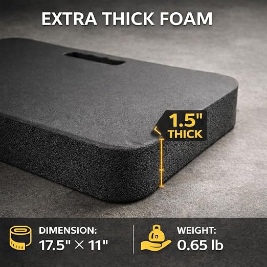 Gardzen 3 Pack Extra Thick Kneeling Pad for Gardening Work, 1.5 Inch Soft NBR Foam Knee Cushion Bathing Baby, Large Smooth Kneeler Mat Yoga Exercise, 18x11, Black