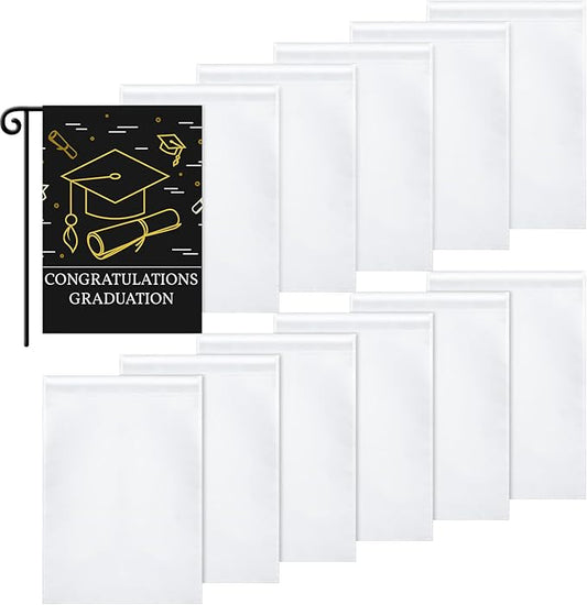 Sublimation Garden Flag Blank Bulk 12x18inch Sublimation Banner Blank Polyester Flags DIY Canvas Sign for Garden Lawn and Yard Courtyard Outside Decoration(20 Pieces)