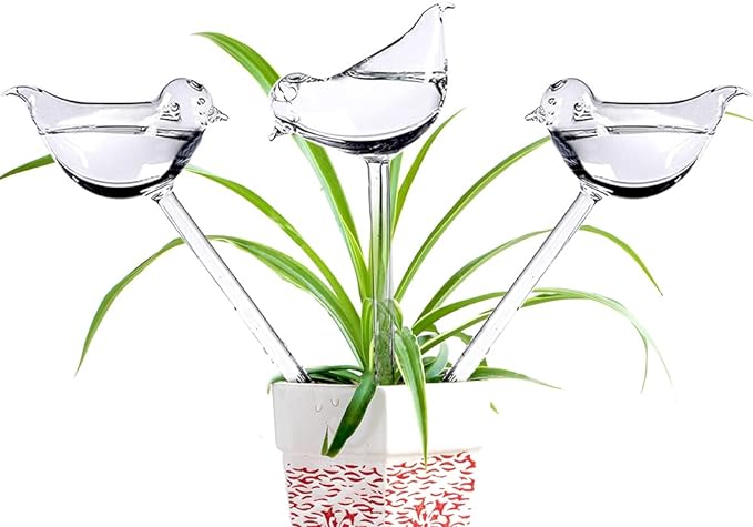 Glass Plant Watering Globes, Self Watering Globes Bird Shape, Self Watering Planter Insert, Plant Watering Devices, Automatic Plant Waterer Indoor, Watering Bulbs, 3 Pack