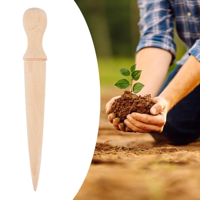 Sow Dibbler Wooden Garden Hole Punch Tool for Bulbs & Seeds