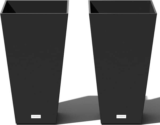 Veradek V-Resin Indoor/Outdoor Taper Planter, 2-Pack (24 inch, Black)
