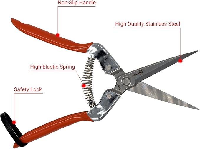 Sanung 902 Pruning Shears for Gardening, Hand Pruner Scissors with Straight Stainless Steel Blades Safety Lock Cutting Clipper for Tree Branches Plants Garden Trimmer Tool for Home Garden Yard