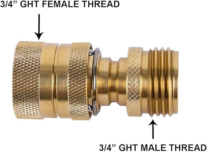 HQMPC Garden Hose Quick Connect Brass Hose Quick Adapter Quick Fittings 3/4“GHT Thread Pressure Washer Adapter(3 Female+ 3 Male)