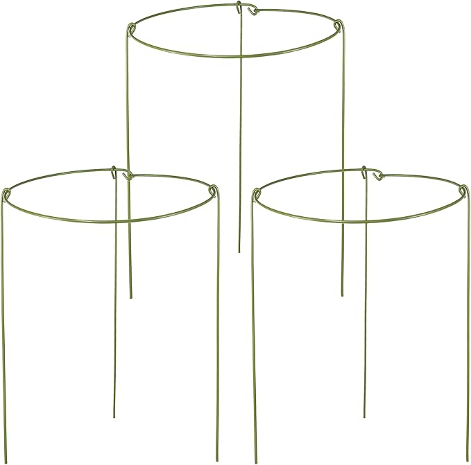 3 Pack Garden Stakes Plant Support Cage, Plant Support Rings for Outdoor Indoor Peony Tomato Rose Flowers Potted Plants (10" W x 17" H)