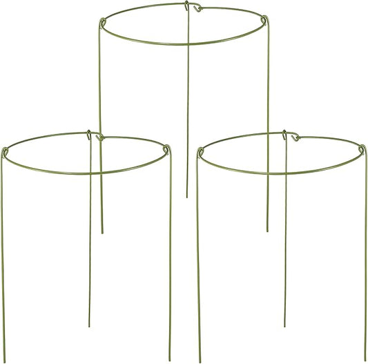 3 Pack Garden Stakes Plant Support Cage, Plant Support Rings for Outdoor Indoor Peony Tomato Rose Flowers Potted Plants (10" W x 17" H)