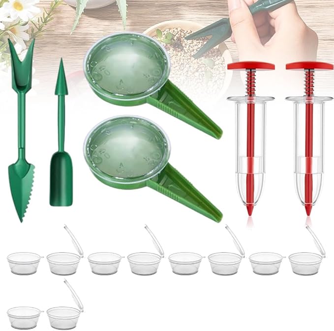 AIIONP 6 PCS Mini Seed Spreader, 2026 Premium Mini Sowing Seed Dispenser, Small Seed Planter Tool, Manual Seedlings Dibber and Widger Set, Seed Sower Spreader Handheld for Tiny Seeds (Set C)