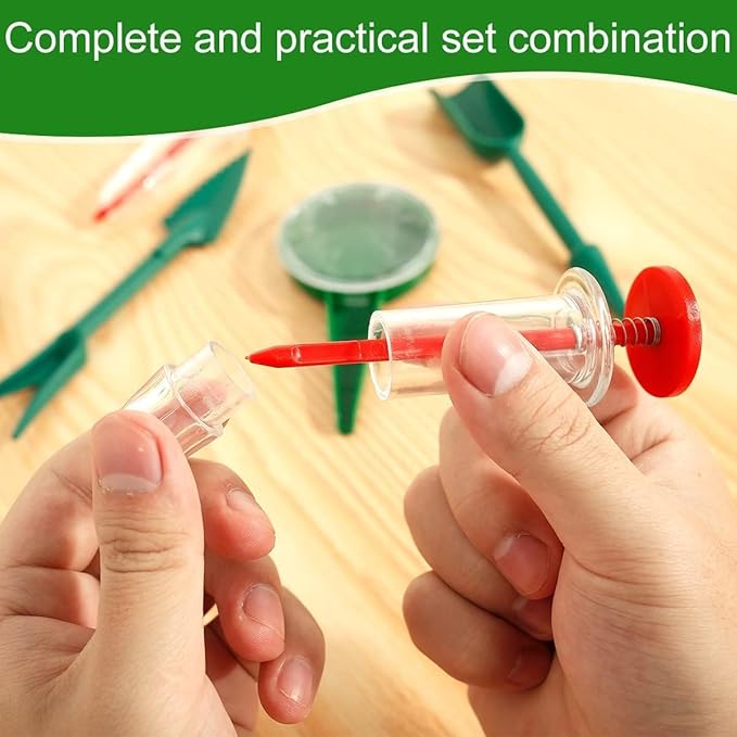 6Pcs Mini Sowing Seed Dispenser, Seed Planter Tool, Handheld Seed Planter, Mini Hand Seed Spreader, Garden Seed Planter, Small Seed Spreader with Seedlings Dibber Widger for Spreading,Seed Sower Tool