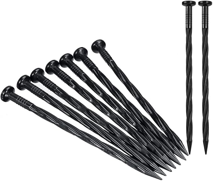 Plastic Landscape Anchoring Spikes 50 Pcs 8 Inch Nylon Spiral Landscape Spikes for Yard, Garden Lawn, Weed Barriers, Artificial Turf, Tent