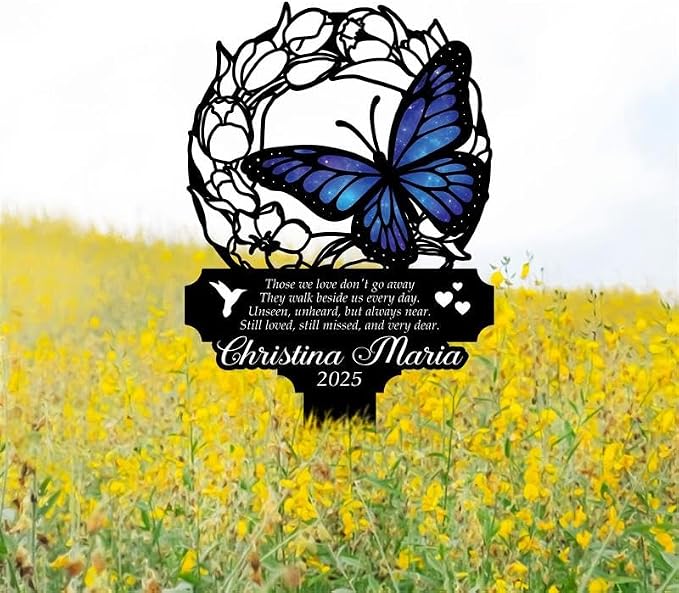 Personalized Metal Yard Sign, Custom Butterfly Metal Stake Decor, Butterfly & Flower Design, Gift for Garden Lovers, Garden Decor