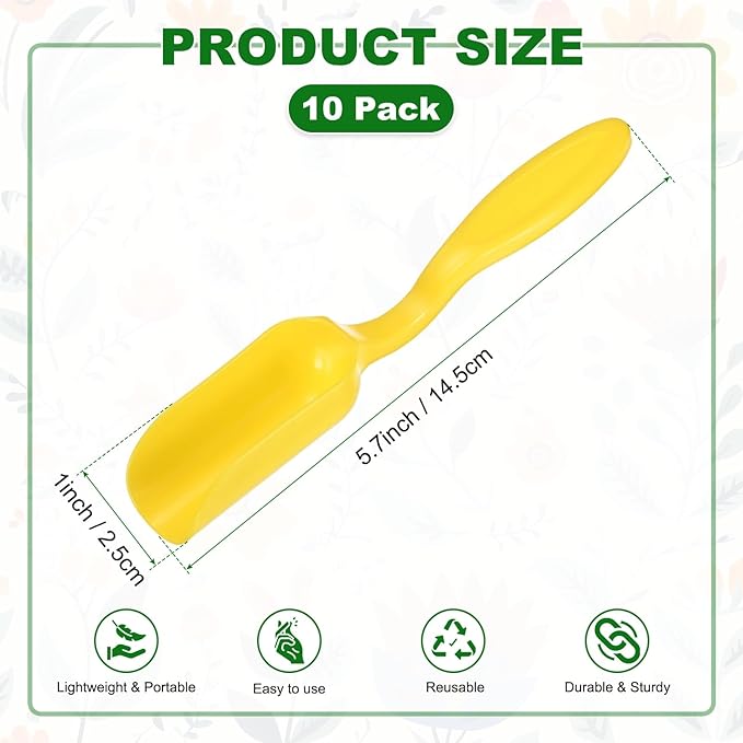 M METERXITY 10-Pack Mini Gardening Shovel Spoons, Plastic Garden Soil Scoops for Cultivation Digging Transplanting/Flower Planting/Plant Succulent, Colorful Small Gardening Tools [Yellow]
