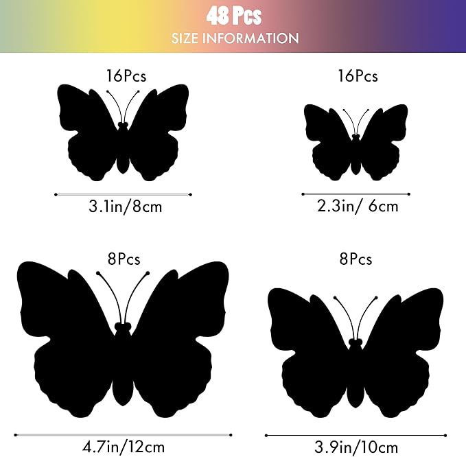 SAOROPEB 3D Butterfly Wall Decor, 48 Pcs Double Layer Butterfly Decorations for Party Decorations Locker Decor Refrigerator Decal, Reusable (Multicolor)