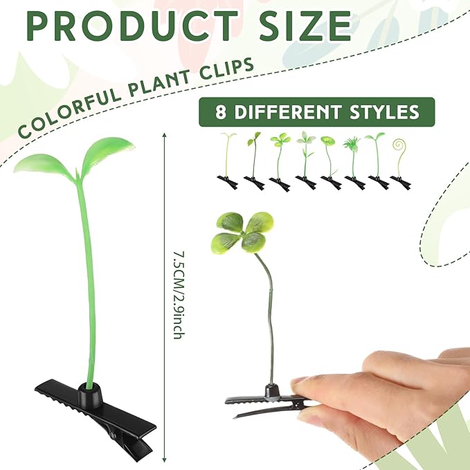 Tigeen 100 Pcs Rave Sprouts Bean Sprout Hair Clips Rave Clips Cute Grass Barrette Mixed Style Plant Flower Butterfly Mushroom Hair Accessories for Home Party Festival Irish