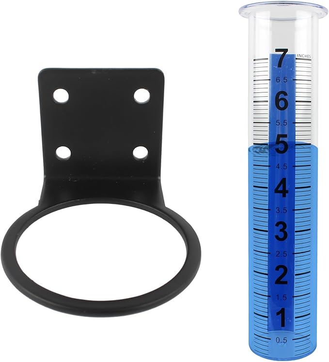 TBWHL Accurate Rain Gauge Outdoor,7" Rain Gauges Outdoors Best Rated with Stainless Steel Rack Holder, Thickened Plastic Large Precise rain Measure Guage for Yard Fence Garden Lawn Farm