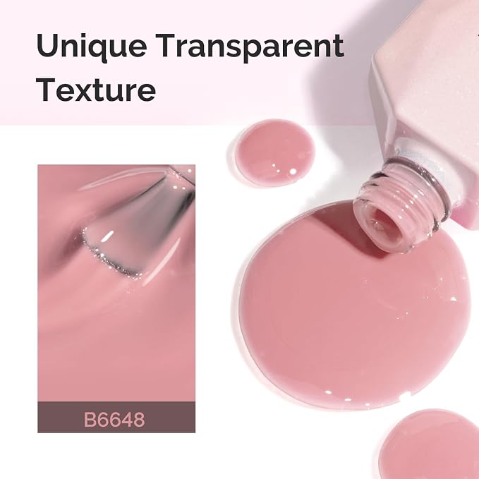 MelodySusie Jeweliver Jelly Gel Nail Polish, 0.5Fl.oz Airy Sheer Pink Gel Polish Soak Off UV LED Light Cure Gift for Women Manicure Nail Art DIY at Home B6648