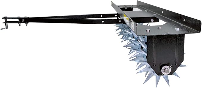 Brinly Tow Behind Spike Aerator with Double Tow Bar and 3D Steel Tines, 40" - Textured Black