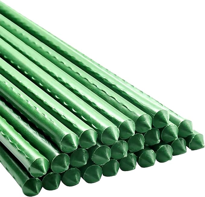 Garden Plant Stakes 24 Inch 2Ft Steel Plant Stick Support, 25 Pack Tomato Stakes for Growing Climbing Plants