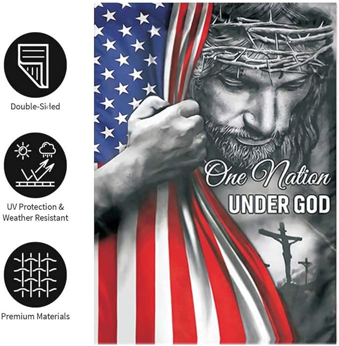 One Nation Under God Garden Flag - Christian - Jesus - USA Double Side Garden Flags House Yard Decor 12x18in