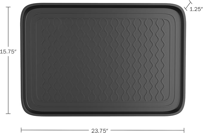 All Weather Boot Tray - Medium Water Resistant Plastic Utility Shoe Mat for Indoor and Outdoor Use in All Seasons by Stalwart (Set of Two, Dark Grey)