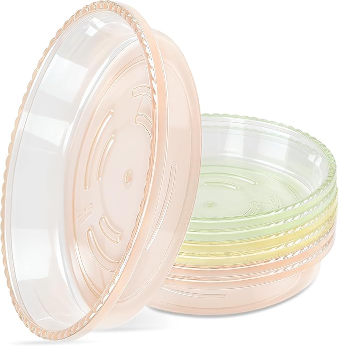 SupKing Plant Saucers Drip Tray 6 Pack 10 Inch Heavy Sturdy Plastic Flower Pot Saucers for Indoor Outdoor Planter Water Catcher Tray for Plant Pot (10''-multiple colors)