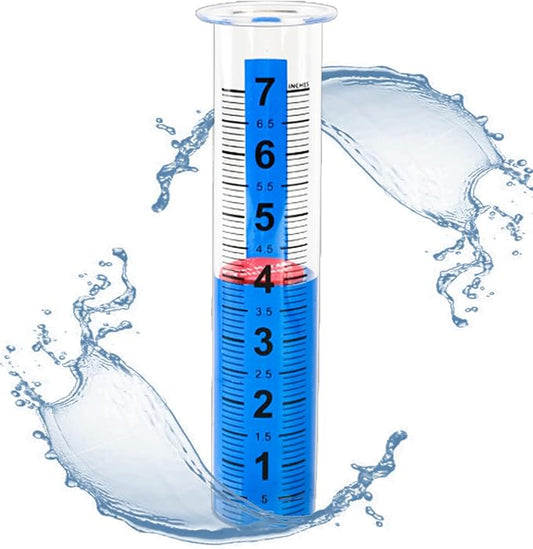 Rain Gauge Replacement Tube,Freeze Proof Tube,Blue Water Effect with Red Float Marker,8.11 Inch Height,Model RM-B-T02