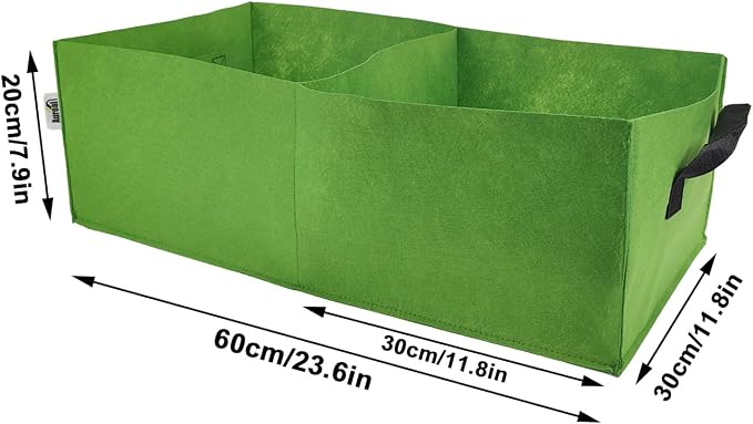 Plant Grow Bags, 5 Pack Fabric Raised Planting Bads, 2 Holes Rectangle Grow Bag, 10 Gallon Breathable Potato Tomato Planter Pots for Outdoor Vegetables Plant Flowers (Green)