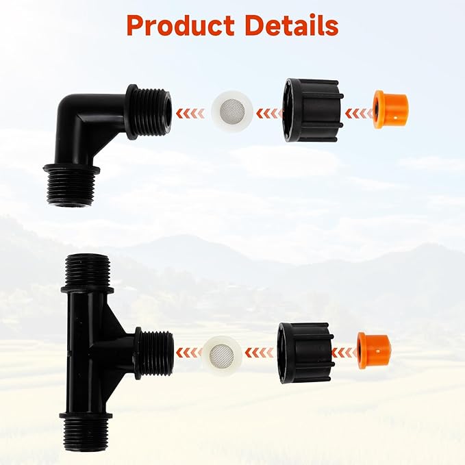 4 Nozzles Poly Spray Boom Wand with 1/4" Brass Fitting, Backpack Multi Nozzle Spray Holder, Sprayer Boom Equipped with Two Types Nozzles, DIY Length Up to 74.8" Wand for Tractor Watering Large Areas