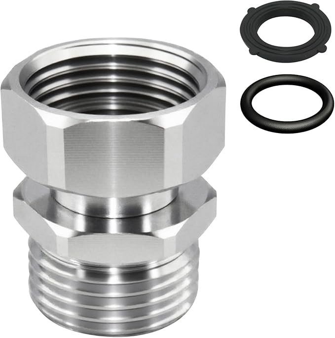 Garden Outdoor Hose Swivel Adapter, 3/4 GHT Male and Female, Water Pipe Connectors with Washer