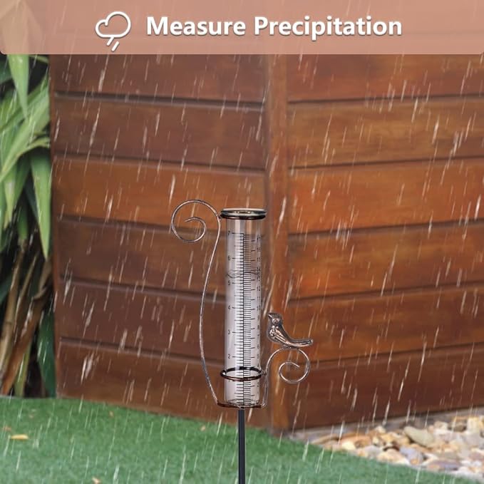 Rain Gauge Outdoor, 7 Inch Rain Gauges for Measuring Precipitation, Garden Yard Decor