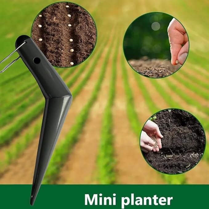 Garden Dibber Hand Tool for Seedling and Spring Bulb Planting, Plastic Ergonomic T-Grip Seed Planter with Depth Marker, Bulb Planter Tool for Flower and Vegetable Gardening